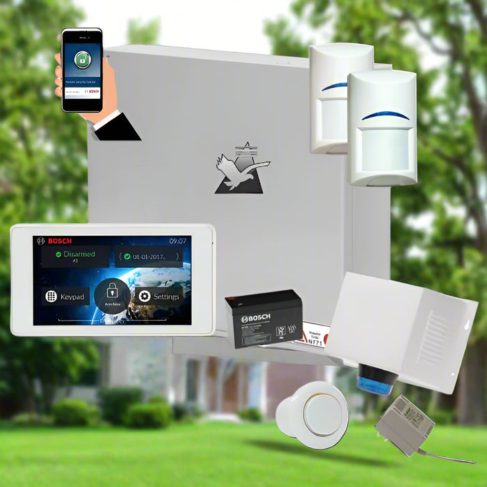 Bosch Solution 2000 Alarm System with 2 x Quad Detectors+ 5" Touch Screen Code pad+ IP Module