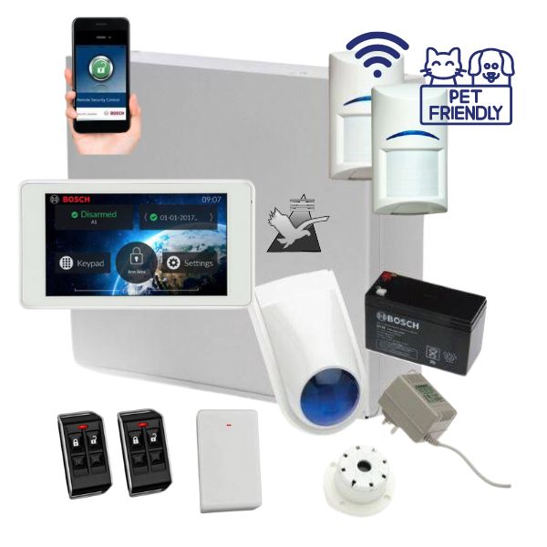 Bosch Solution 3000 Alarm System with 2 x Wireless Tritech Detectors + 5" Touch Screen Code pad+IP Module