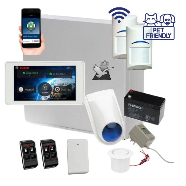 Bosch Solution 3000 Alarm System with 2 x Wireless Tritech Detectors + 5" Touch Screen Code pad+IP Module