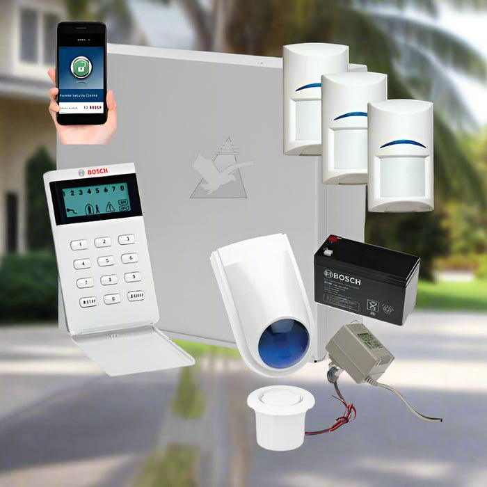 Bosch Solution 3000 Alarm System with 3 x Gen 2 Quad Detectors+ Icon Code pad+ IP Module