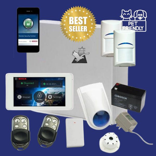 Bosch Solution 3000 Alarm System with 2 x Wireless Detectors + 5" Touch Screen Code pad+Premium Remote Kit +IP Module