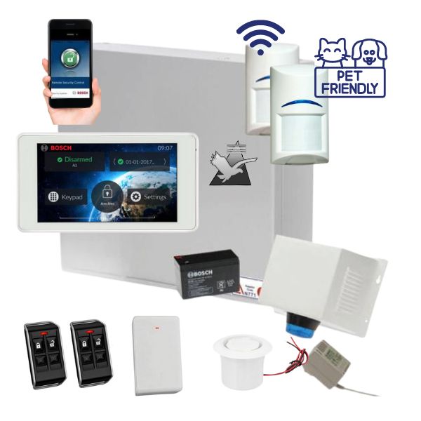 Bosch Solution 3000 Alarm System with 2 x Wireless Tritech Detectors + 5" Touch Screen Code pad+IP Module