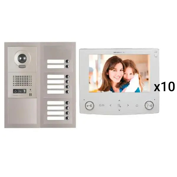 Aiphone GT-10V7 10 Apartment Multi Tenant 7" Video Intercom System Set(GT-1C7)