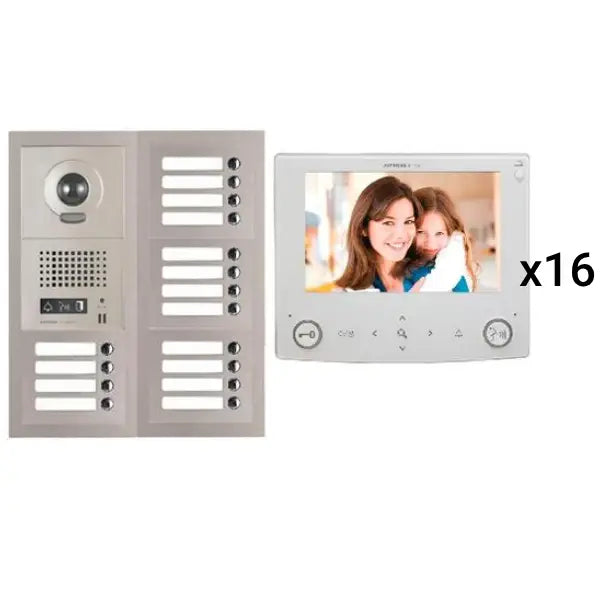 Aiphone GT-16V7 16 Apartment Multi Tenant 7" Video Intercom System Set(GT-1C7)