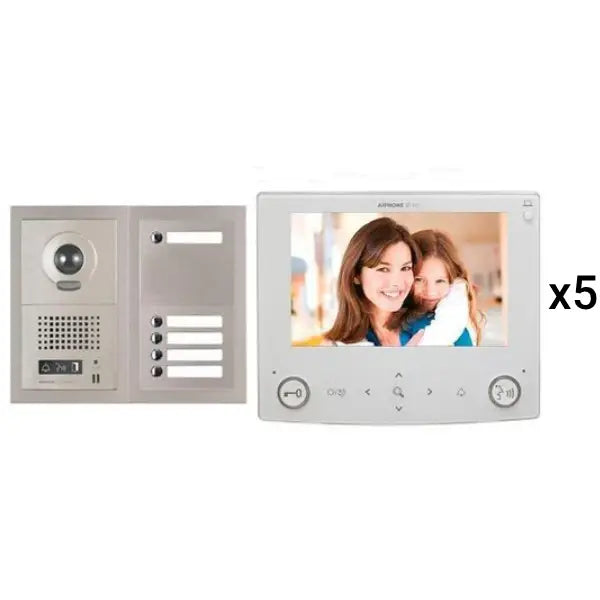 Aiphone GT-5V7 5 Apartment Multi Tenant 7" Video Intercom System Set(GT-1C7)