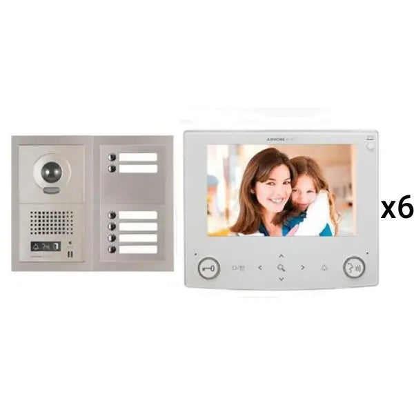 Aiphone GT-6V7 6 Apartment Multi Tenant 7" Video Intercom System Set(GT-1C7)