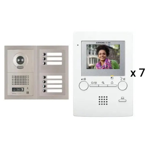 Aiphone GT-7V3 7 Apartment Multi Tenant 3.5" Video Intercom System Set(GT-1M3)