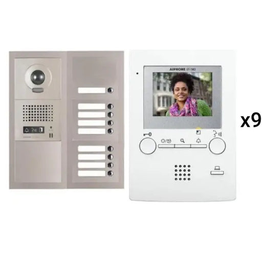 Aiphone GT-9V3 9 Apartment Multi Tenant 3.5" Video Intercom System Set(GT-1M3)