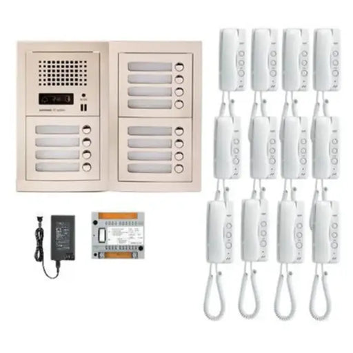 Aiphone GT-12H 12 Apartment Multi Tenant Audio Handset Intercom System Set(GT-1D)