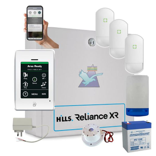 Hills Security Alarm System Reliance XR, Touchnav Kit with Optex Detectors-CTC Communications