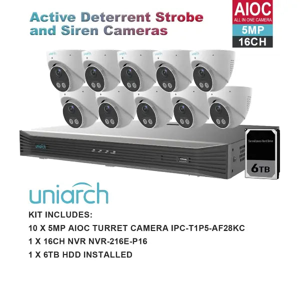 UNIARCH 5MP 16CH AIOC WITH 10*AIOC CAMERAS