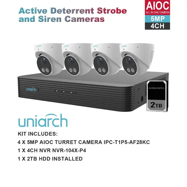 UNIARCH 5MP 4CH AIOC WITH 4*AIOC CAMERAS