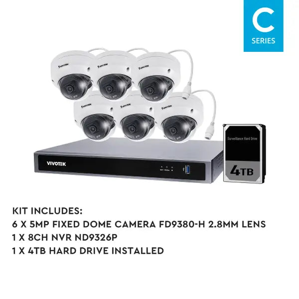 Vivotek 5MP Surveillance Kit, 8 Channel, Fixed Dome Kit-VIVO-5MP8064D-CTC Communications