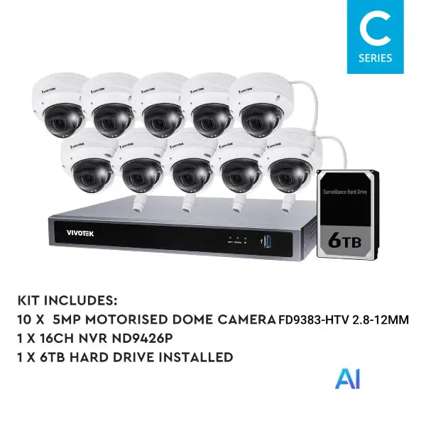 VIVOTEK AI 5MP 16CH MOTORISED DOME KIT