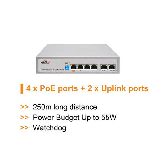 WI-TEK ECONOMIC 4 PORTS POE SWITCH