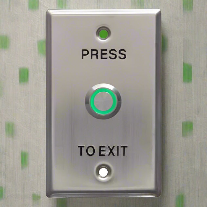 Smart Press to Exit Green LED Illuminated Flush Button on Flat Stainless steel, WEL1911G