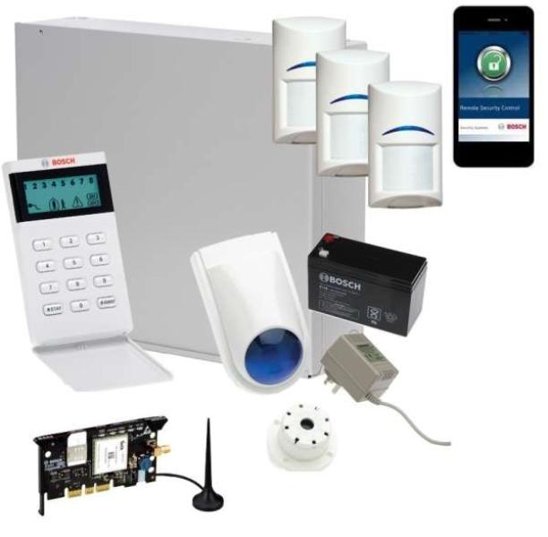 Bosch Solution 3000 Alarm System with 3 x Gen 2 PIR Detectors Icon Code pad GSM Module